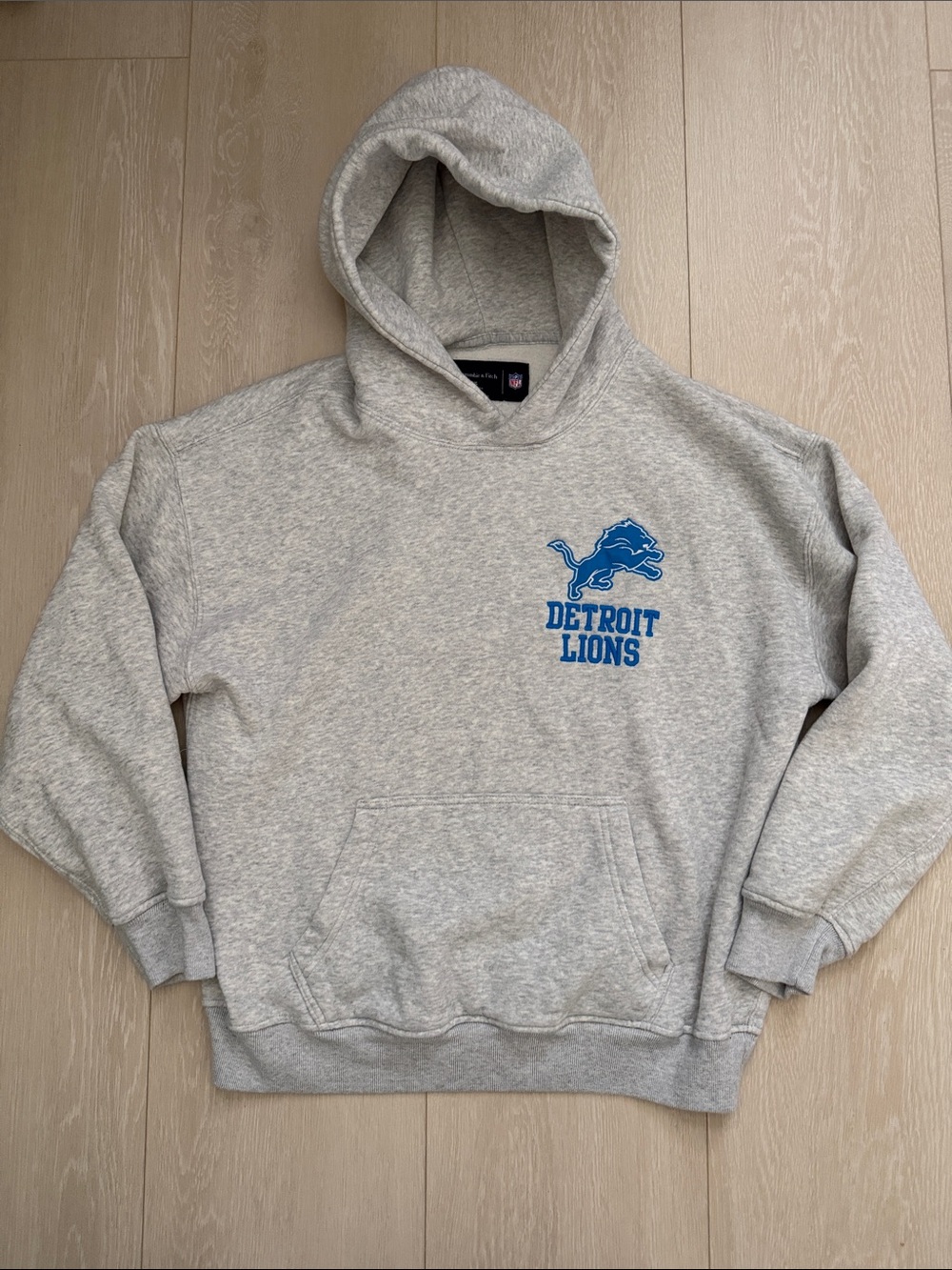Abercrombie & Fitch Gray Hoodie with Blue Detroit Lions Logo